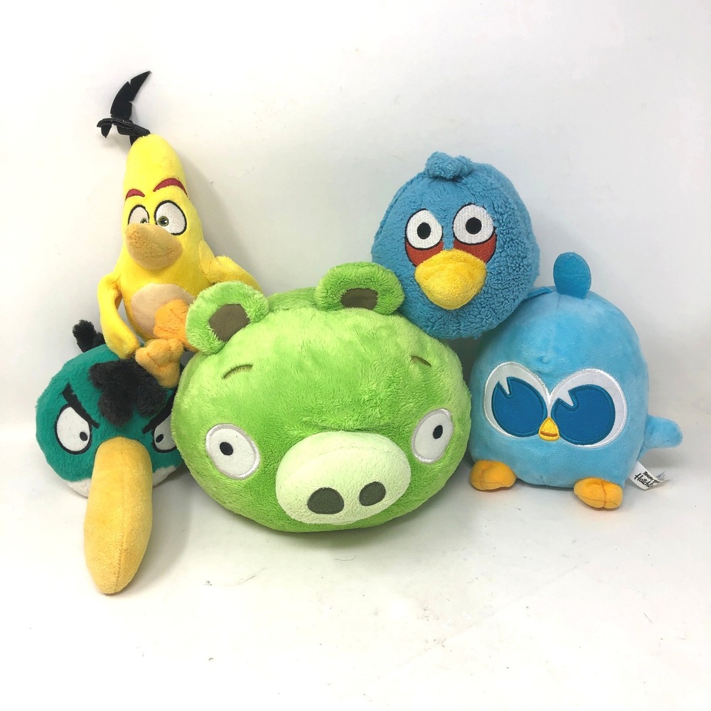 Angry Birds Plush Lot of 5 Bad Piggie 9" Pig Hal Toucan Closed Beak Bluebird